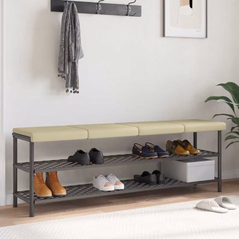 Set di 4 cuscini per panchina vidaXL in similpelle beige, Profondità: 35 cm