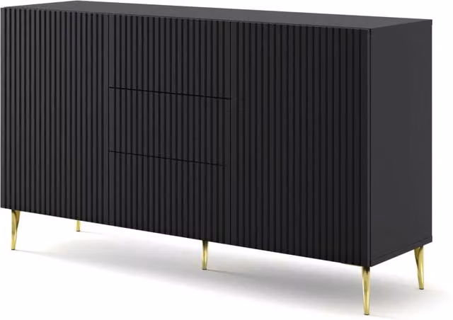 Mobile B Bim Furniture Ravenna in MDF rivestito con gambe in metallo oro e nero opaco
