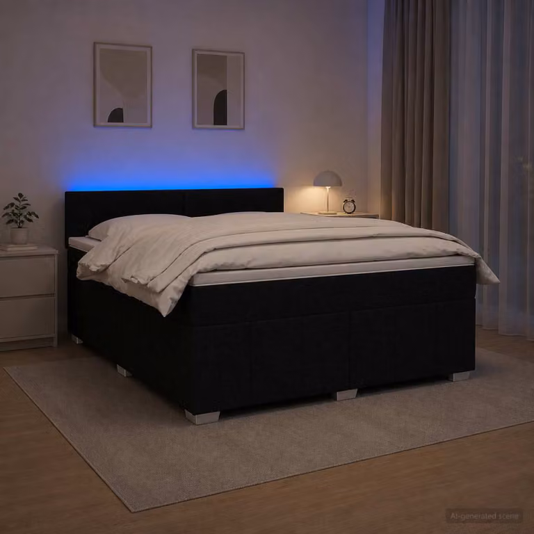 Letto box spring con materasso vidaXL in tessuto nero L: 140 cm, P: 190 cm, H: 100,5 cm