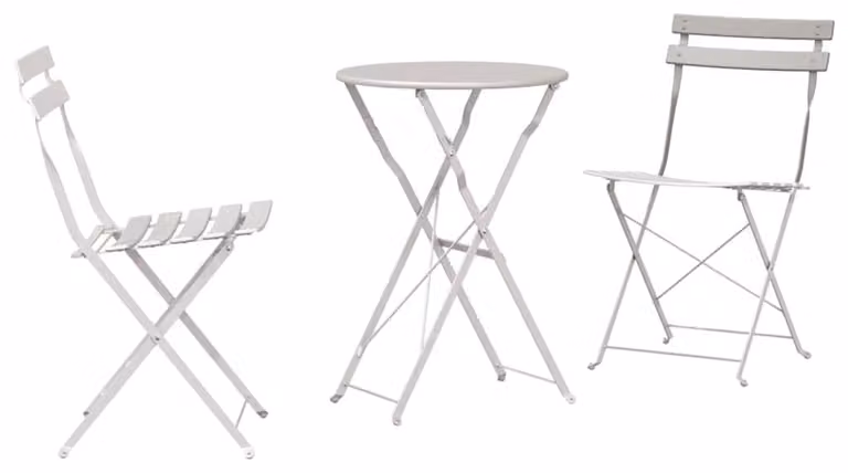 Set da bistrot pieghevole - Acciaio beige - 2 posti a sedere