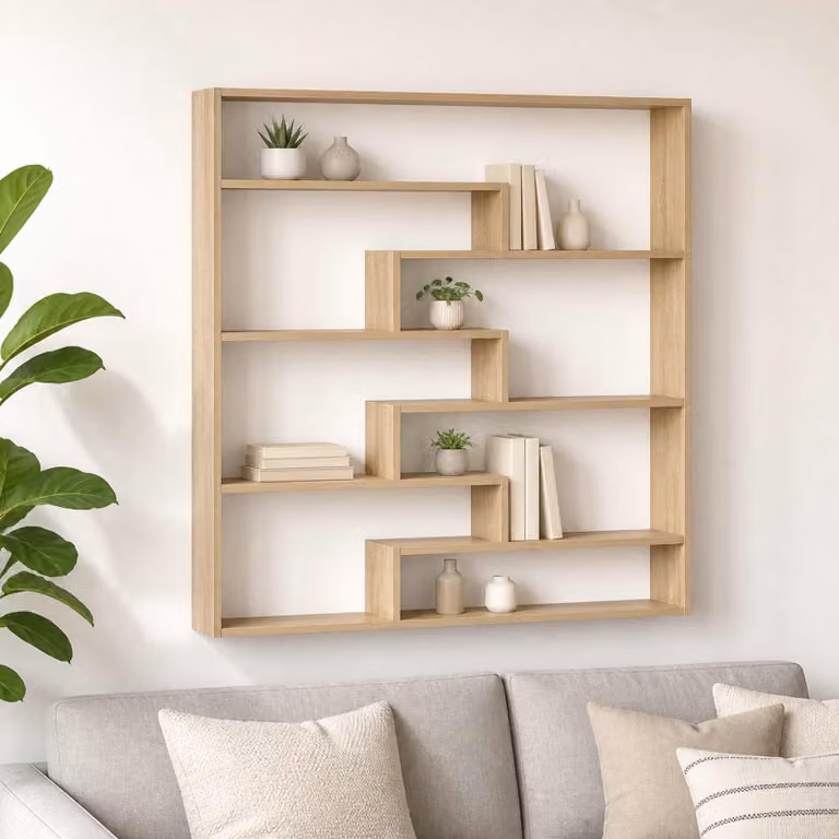 Scaffale da parete moderno vidaXL in legno color rovere e beige L: 103 cm, P: 17 cm, H: 102 cm