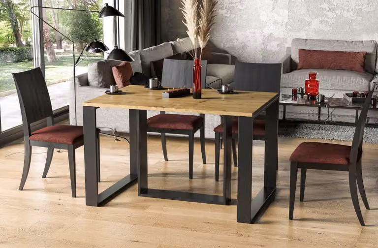Endo-Möbel tavolo da pranzo allungabile Borys 130cm - 290cm tavolo da pranzo in metallo con base a slitta (rovere Artisan)