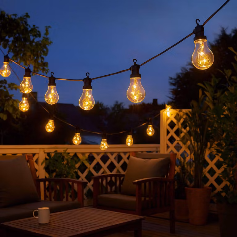 Catena luminosa con 10 LED, luce bianco caldo, dimensioni 450 x 6 x 15 cm