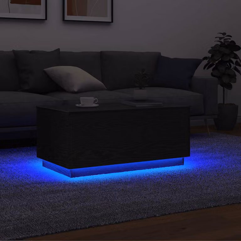 vidaXL Tavolino da Soggiorno Moderno in Legno Rovere e Nero L: 90 cm, P: 49 cm, H: 40 cm