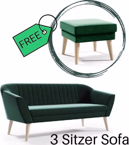 divano a 3 posti con gambe Divano scandinavo verde TAVOLO