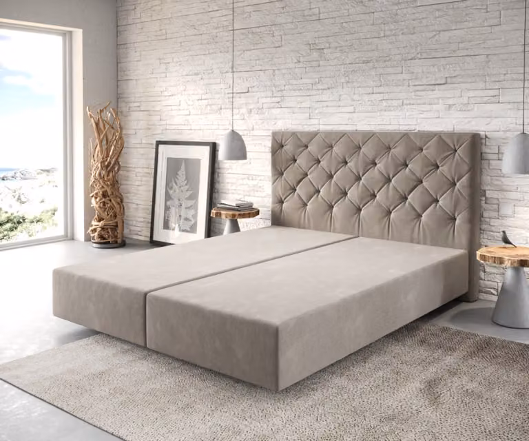 DELIFE Struttura boxspring Dream-Great 160x200 cm microfibra Beige