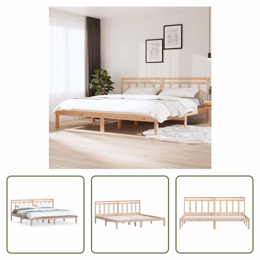 The Living Store Letto in legno massiccio 180x200 cm