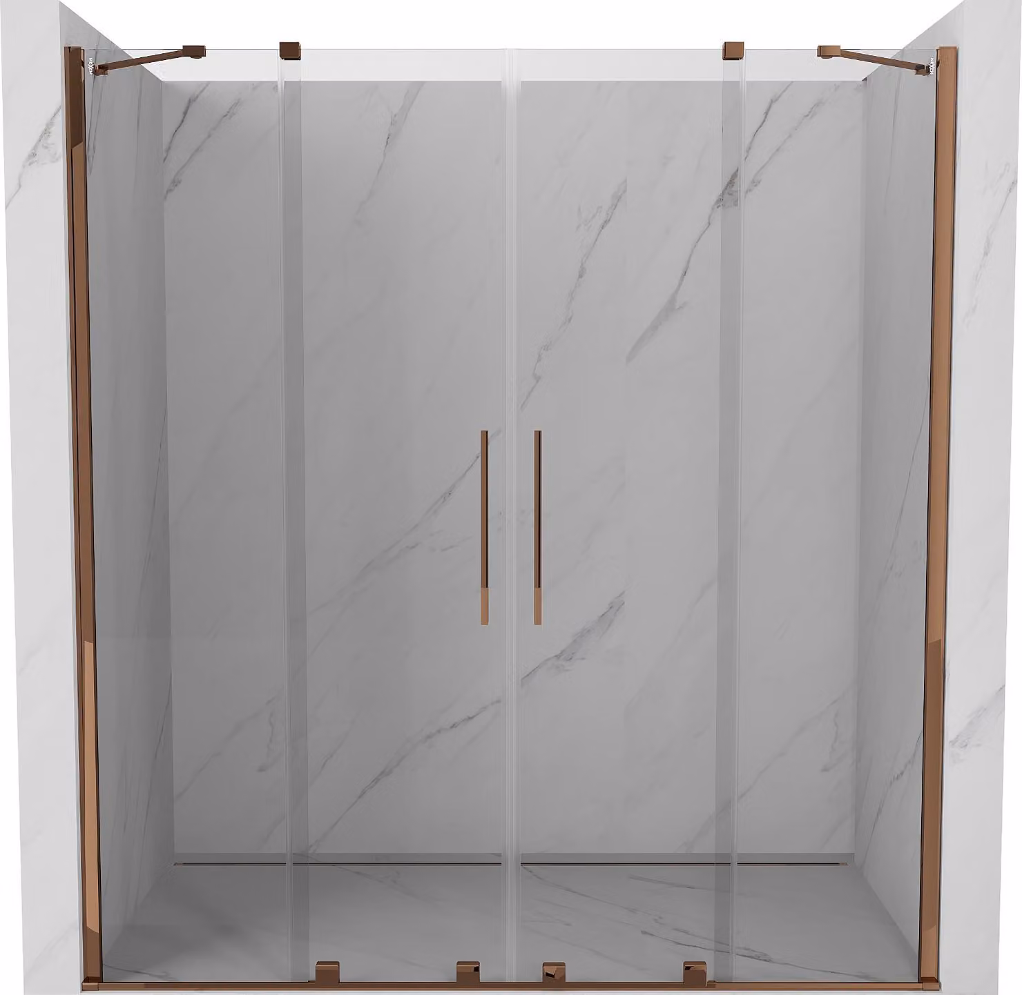 Mexen Velar Duo porte doccia scorrevoli 200 cm, trasparente, oro rosa - 871-200-000-02-60