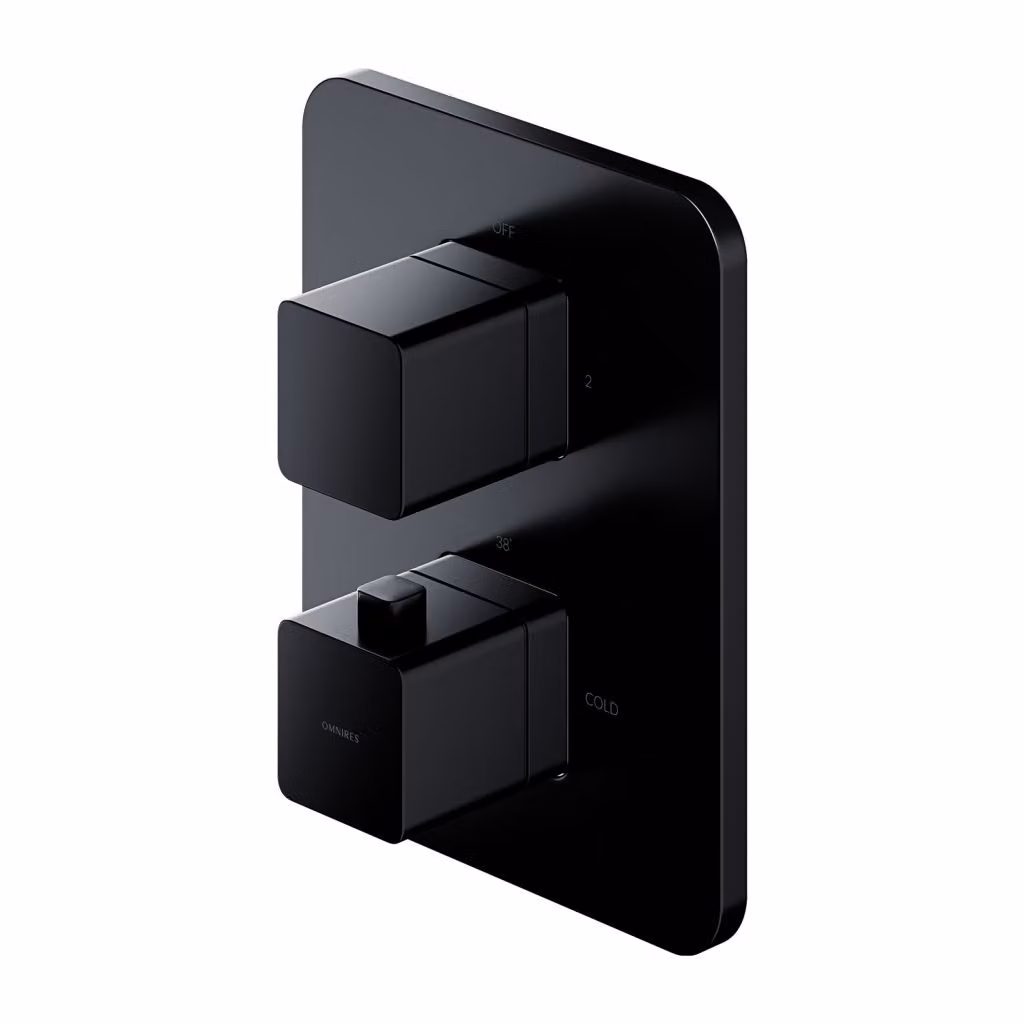 PARMA, incasso, miscelatore doccia, 15 x 19 cm, termostatico, nero opaco