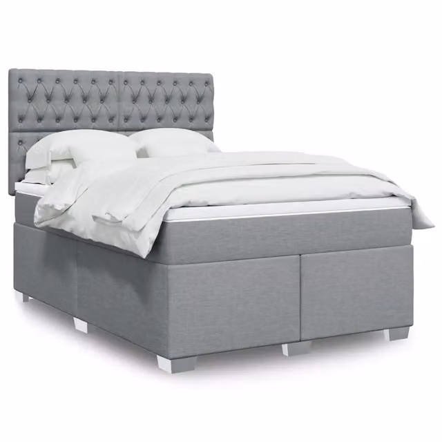 Letto Ibrido con Giroletto a Molle e Materasso vidaXL Grigio Chiaro e Bianco L/P/H: 140 x 190 cm