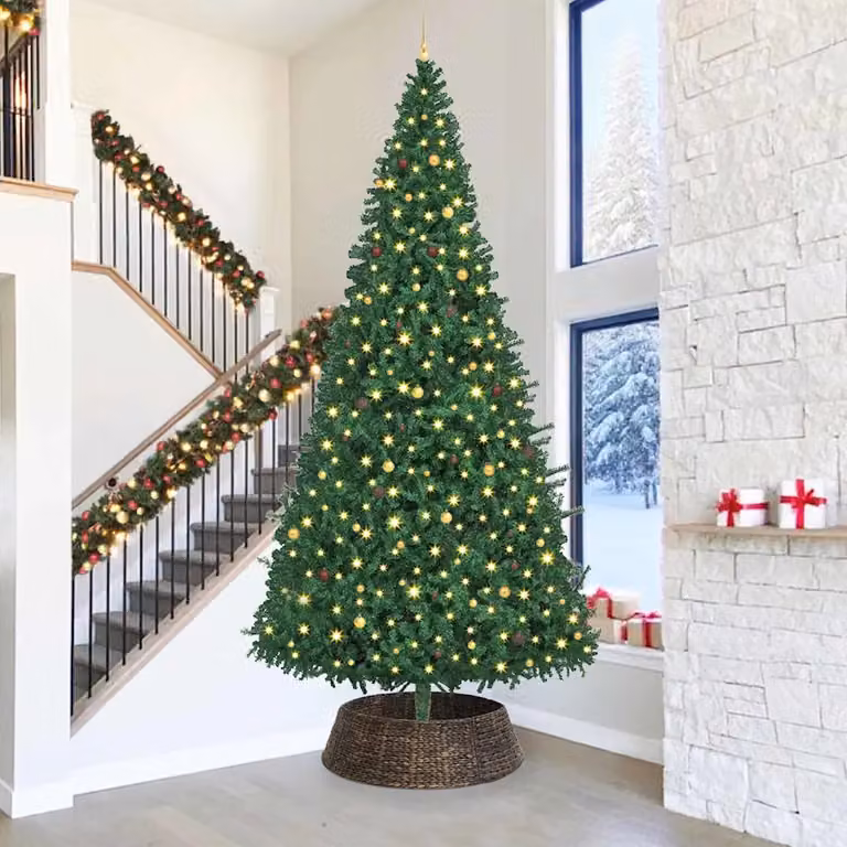 Collare rotondo per albero di Natale vidaXL in stile rustico, nero e marrone, L/P/H: 105 x 105 x 28 cm