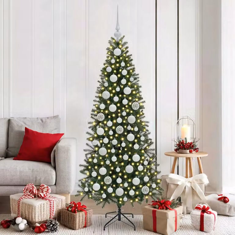 vidaXL Set di 120 Palle di Natale con 300 LED Bianco Caldo, Decorazioni a Sfera in Plastica Shatterproof con Alimentazione USB, Diametro: 6 cm
