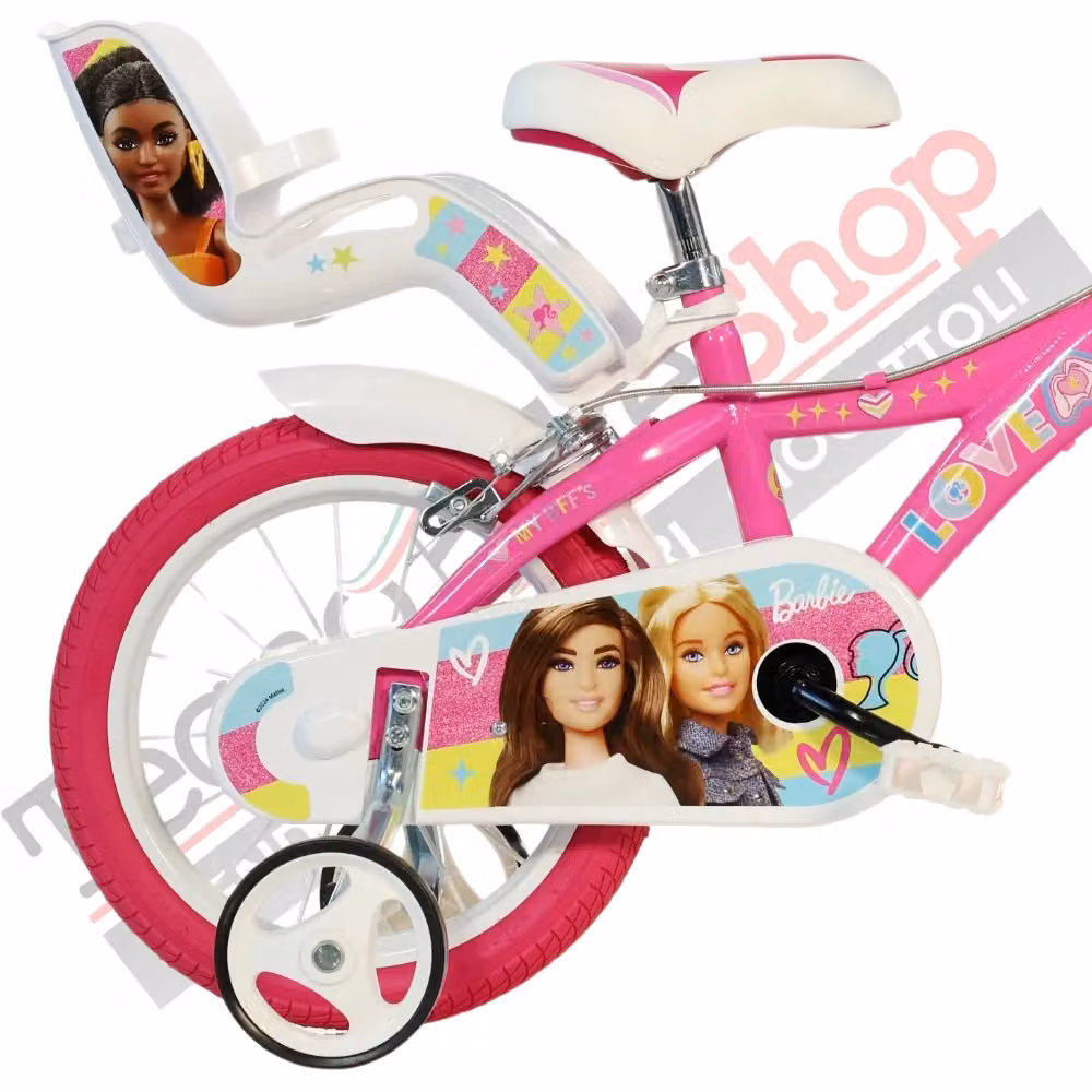 Bicicletta per bambina Dino Bikes Barbie 16 pollici in metallo, colori bianco, rosa e viola – 2