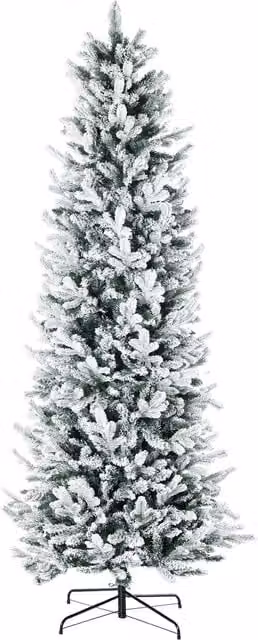 HOMCOM Albero di Natale Innevato 225cm con 988 Rami e Base in Acciaio per Interni con Apertura Automatica Aosom