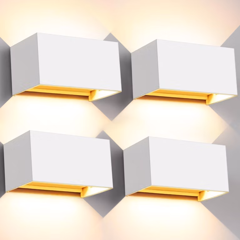 Lampade da parete a LED, 20 W, 3000 K, grado di protezione IP65, regolabili, set da 4
