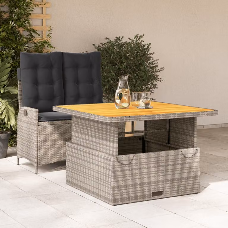 Maison Exclusive - Set da Pranzo da Giardino 2 pz con Cuscini in Polyrattan Grigio