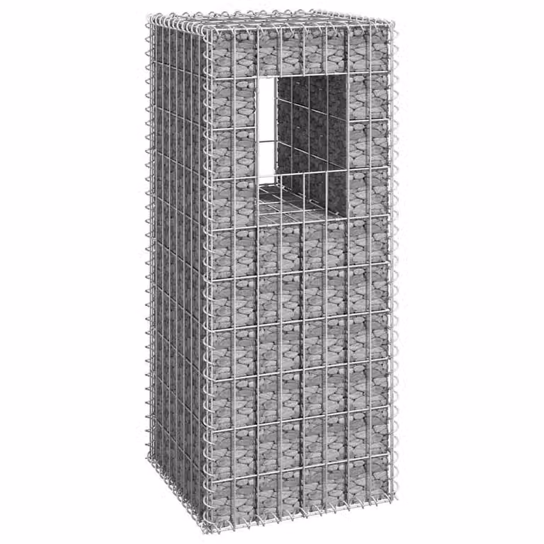 Cesto a gabbione a torre vidaXL in metallo grigio L/P/H: 40 x 40 x 100 cm