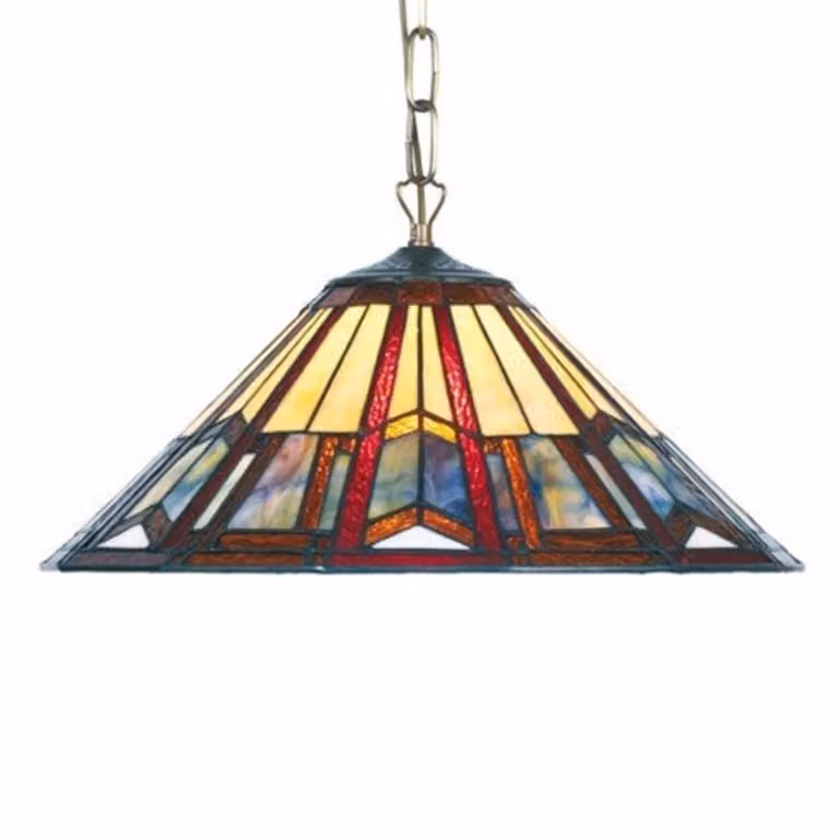 Artistar Lampada a sospensione Tiffany LILLIE, dimmerabile, Multicolore, Soggiorno / Sala da pranzo, Vetro, Tiffany, Lampada a sospensione