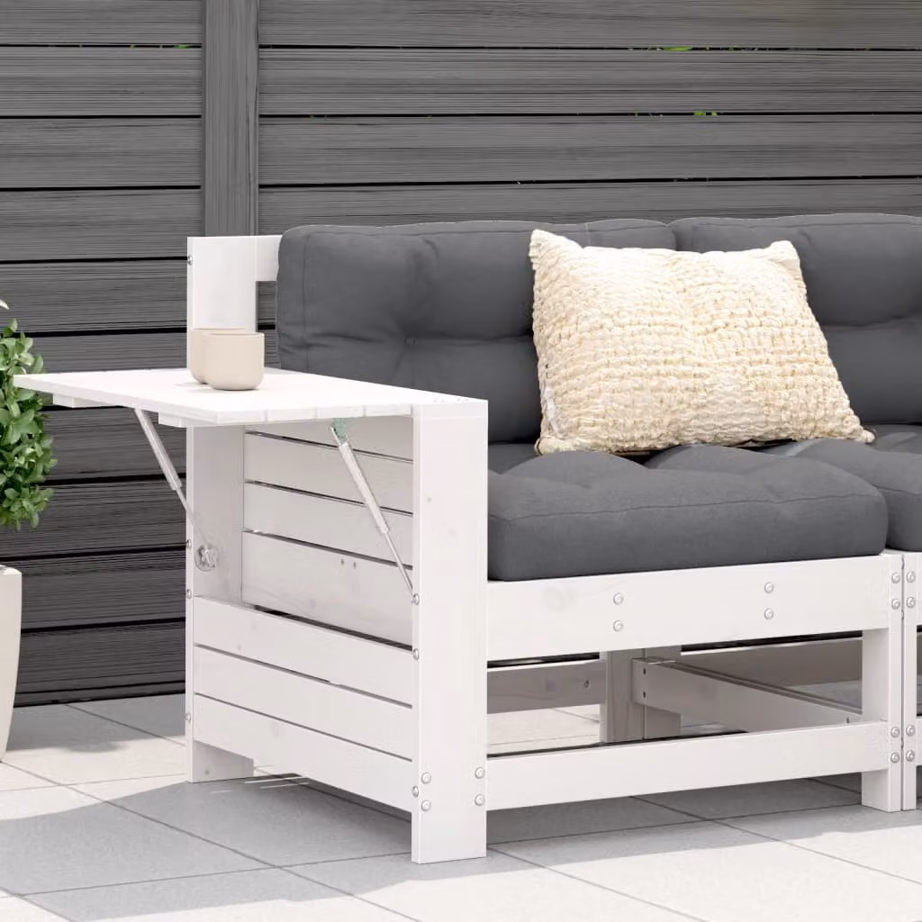 vidaXL Divano da giardino in legno di pino con cuscini imbottiti bianchi e antracite
