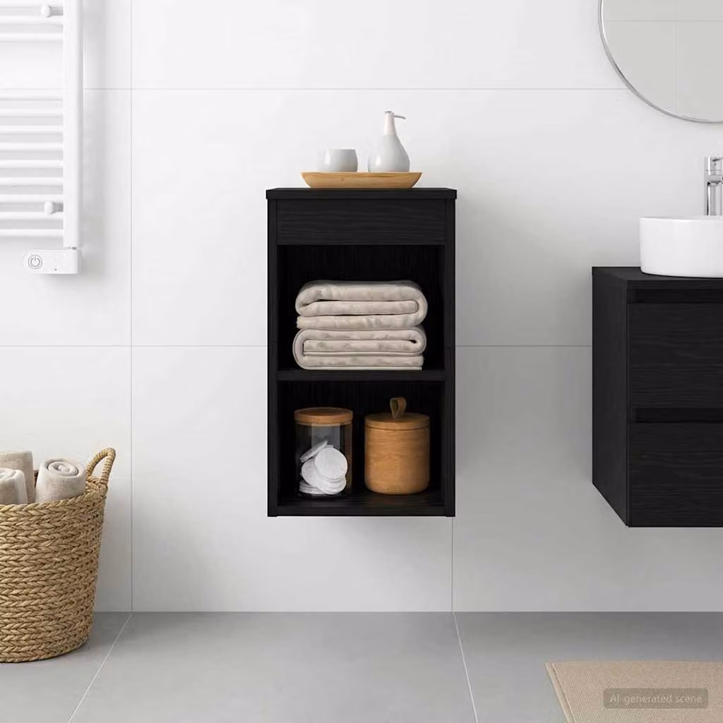 Armadio da bagno moderno vidaXL In-between Rovere Nero L: 30 cm, P: 35 cm, H: 50 cm