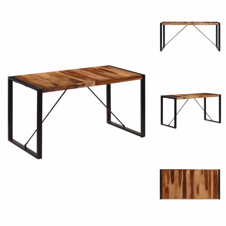 vidaXL Tavolo da pranzo 140 x 70 x 75 cm in legno massiccio - Tavoli da pranzo