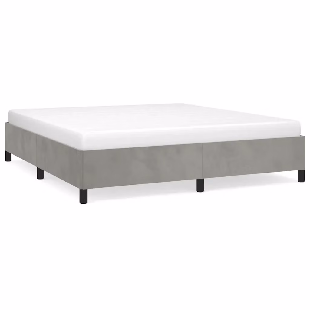 Struttura letto matrimoniale imbottita vidaXL in velluto grigio moderno L: 196 cm, P: 206 cm, H: 35 cm – 2