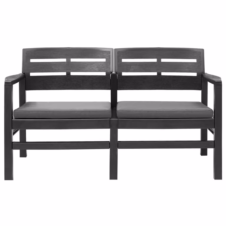 Panchina Giardino 2 Posti con Cuscini 133 cm Plastica Antracite