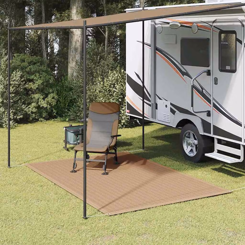 Tappeto da esterno vidaXL in polipropilene per giardino e terrazza, L: 250 cm, P: 200 cm, disponibile in grigio o beige