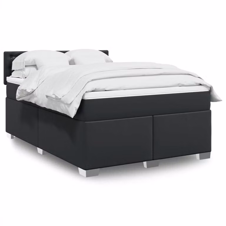 vidaXL Giroletto a Molle con Materasso in Similpelle Nero L/P/H: 160 x 200 cm