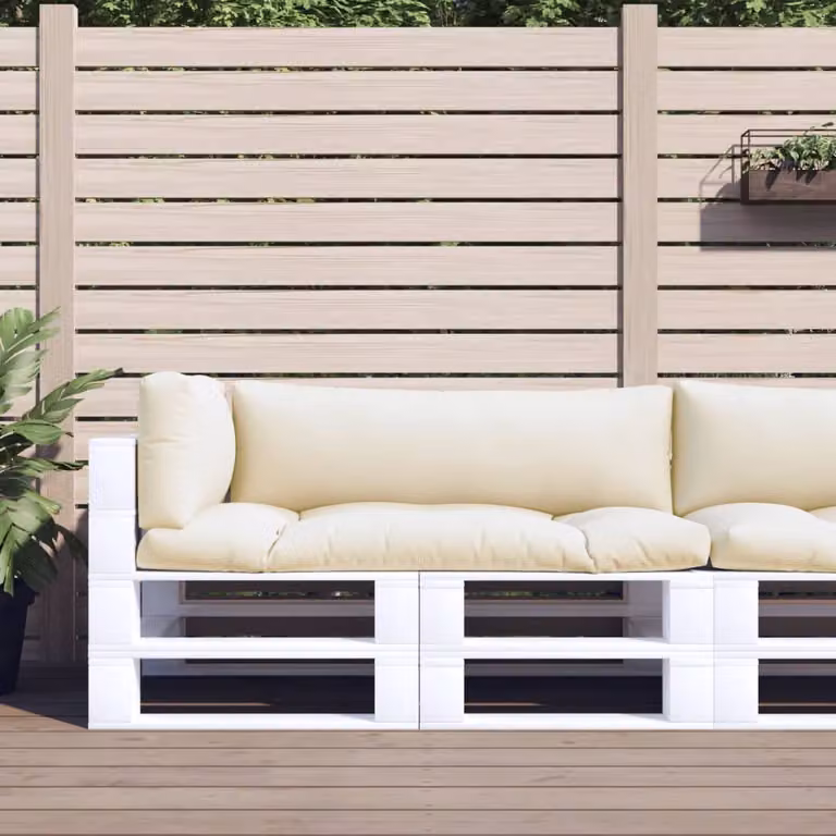 Set di 3 cuscini per pallet vidaXL in poliestere beige, idrorepellenti e resistenti ai raggi UV