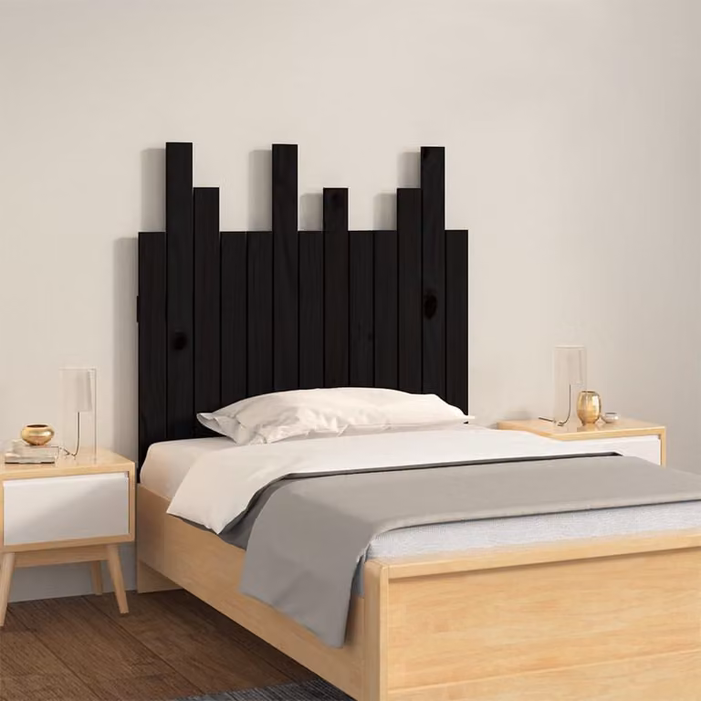 Testiera da parete vidaXL in legno massello di pino nero, L 82,5 cm x P 3 cm x H 80 cm