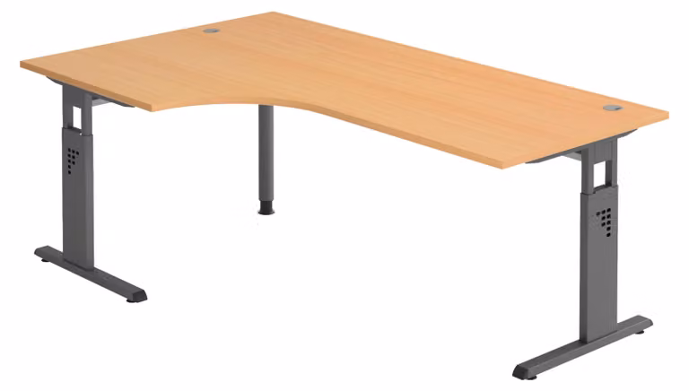 bümö Scrivania Serie-O - Decorazione: faggio, struttura: grafite, dimensioni: scrivania angolare 200 x 120 cm