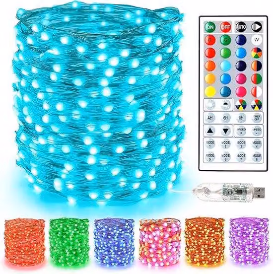 Ghirlanda luminosa natalizia 10 m, 100 LED RGB, USB, per interni/esterni