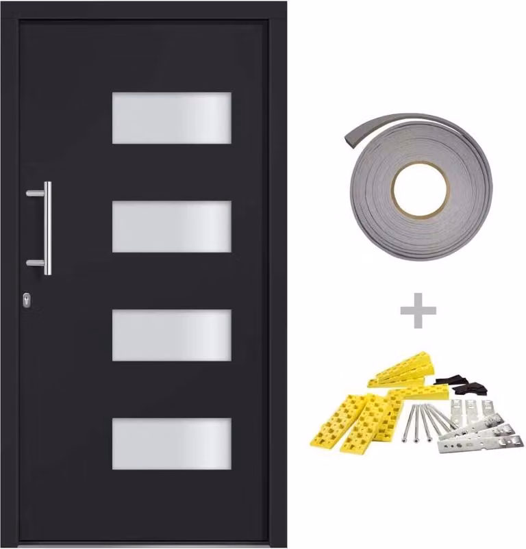 Porta d'Ingresso in Alluminio e PVC Antracite 100x210 cm