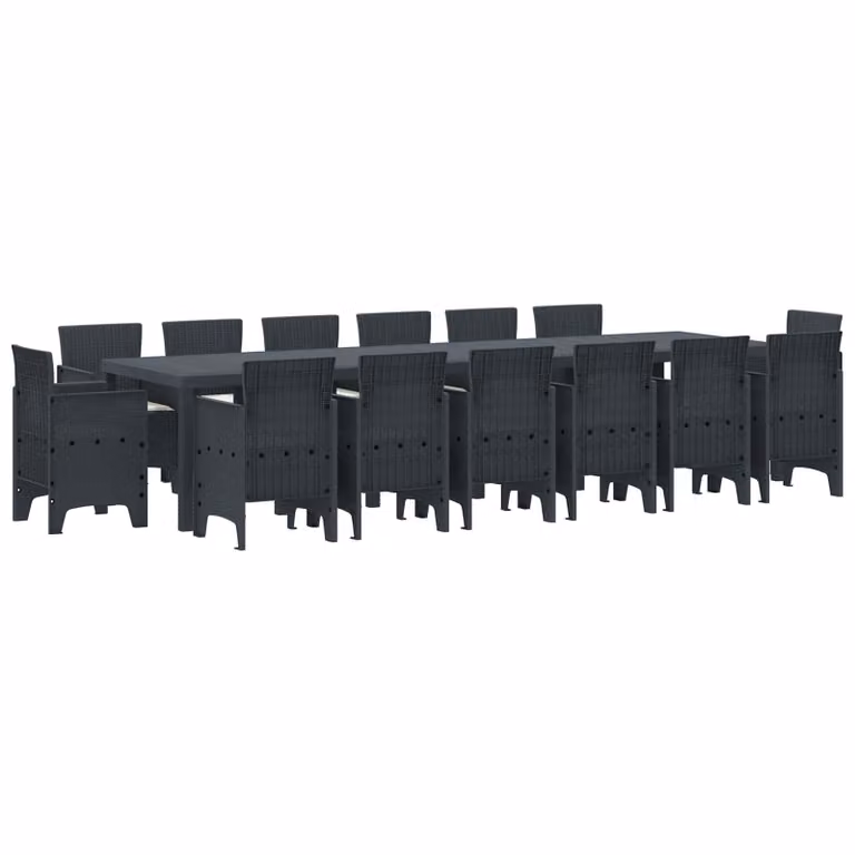 Set da pranzo per giardino vidaXL in rattan antracite, 15 pezzi