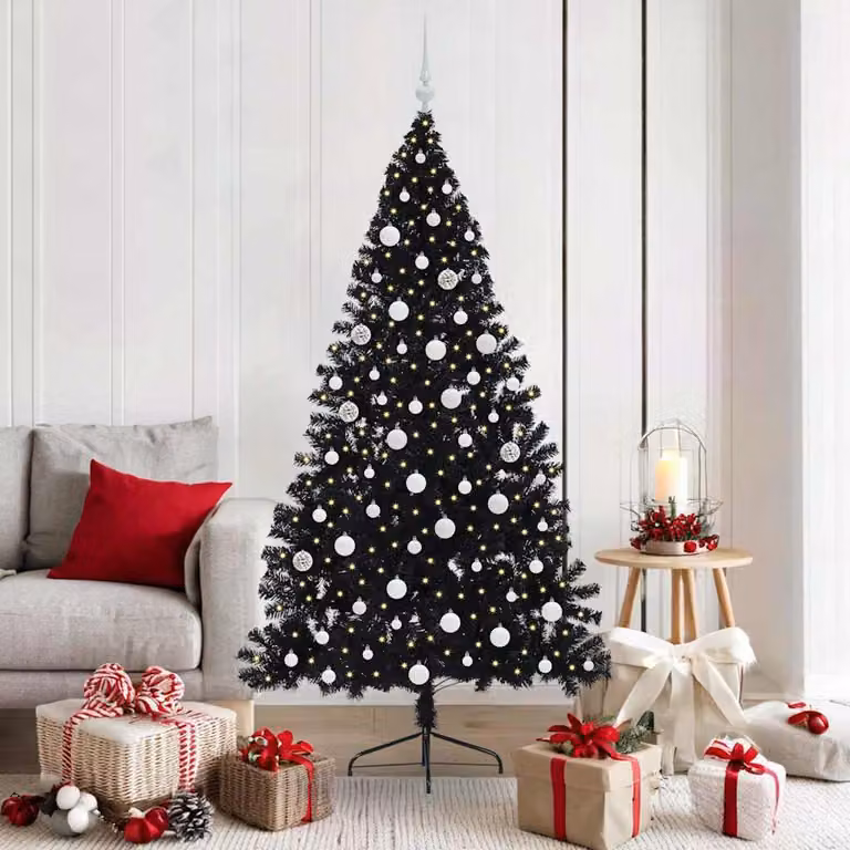 Maison Exclusive - Albero di Natale artificiale preilluminato Nero 180 cm PVC