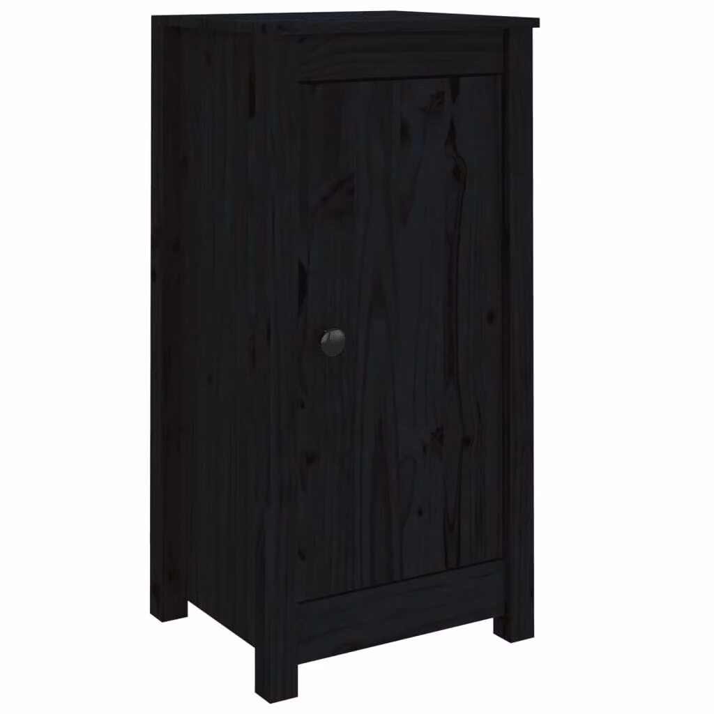 Credenze 2 pz Nere 39x35x80 cm in Legno Massello di Pino