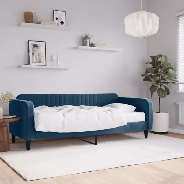 Divano Letto con Materasso-Sofa Letto-Daybed Blu 90x200 cm in Velluto 585924