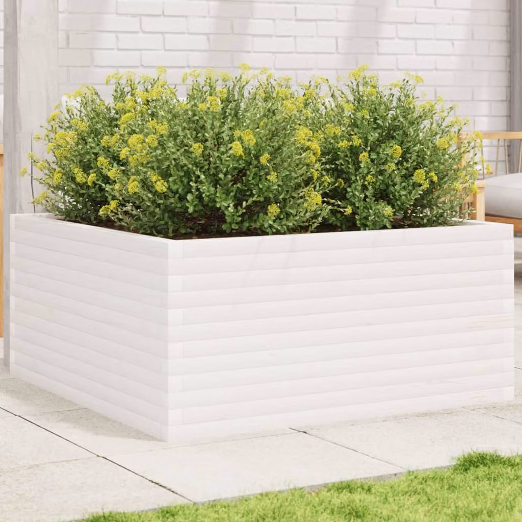 Fioriera da giardino rialzata vidaXL in legno di pino bianco L 100 cm x P 100 cm x H 46 cm