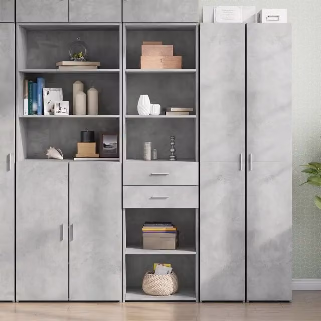 Credenza Buffet Armadio da Cucina e Soggiorno Design Mania Grigio, in Legno Multistrato, L: 50 cm, P: 42,5 cm, H: 185 cm