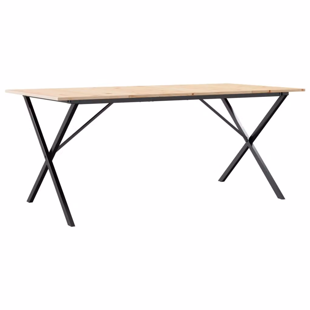 Tavolo da Pranzo Telaio a X 180x90x75 cm Legno Pino e Acciaio