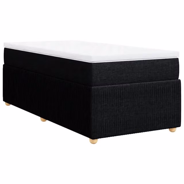 Letto singolo | Letto per adulti | Giroletto a Molle con Materasso Nero 90x190 cm in Tessuto