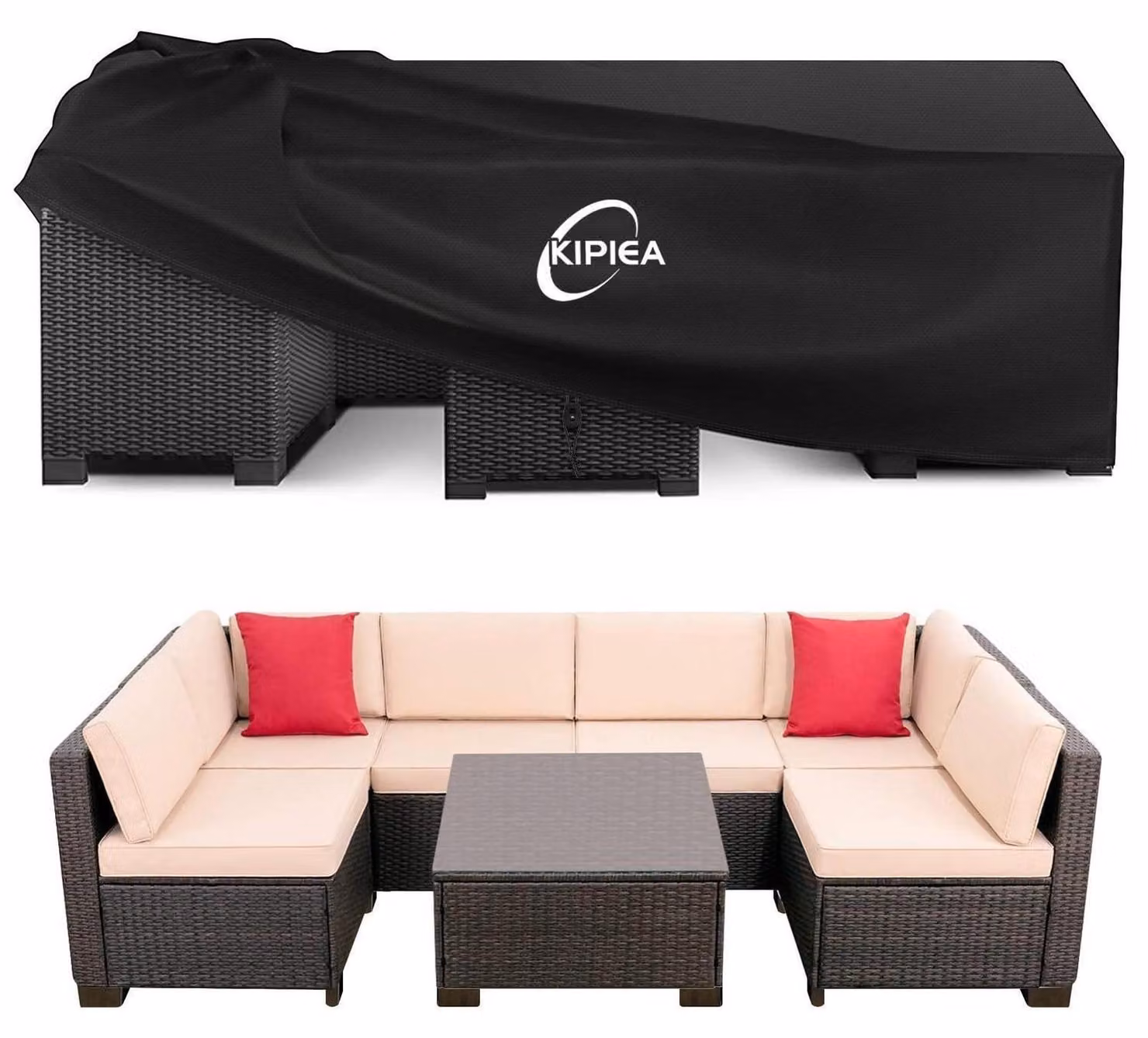 Copertura impermeabile per mobili da giardino, tessuto Oxford 420D, dimensioni 250x250x71 cm, forma quadrata, resistente al vento e ai raggi UV