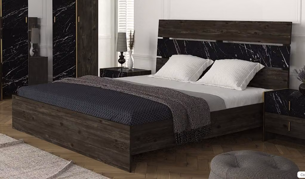 Modernes Polsterbett Bett Betten Bettgestell Doppelbett 180x200 Braun Ehebett