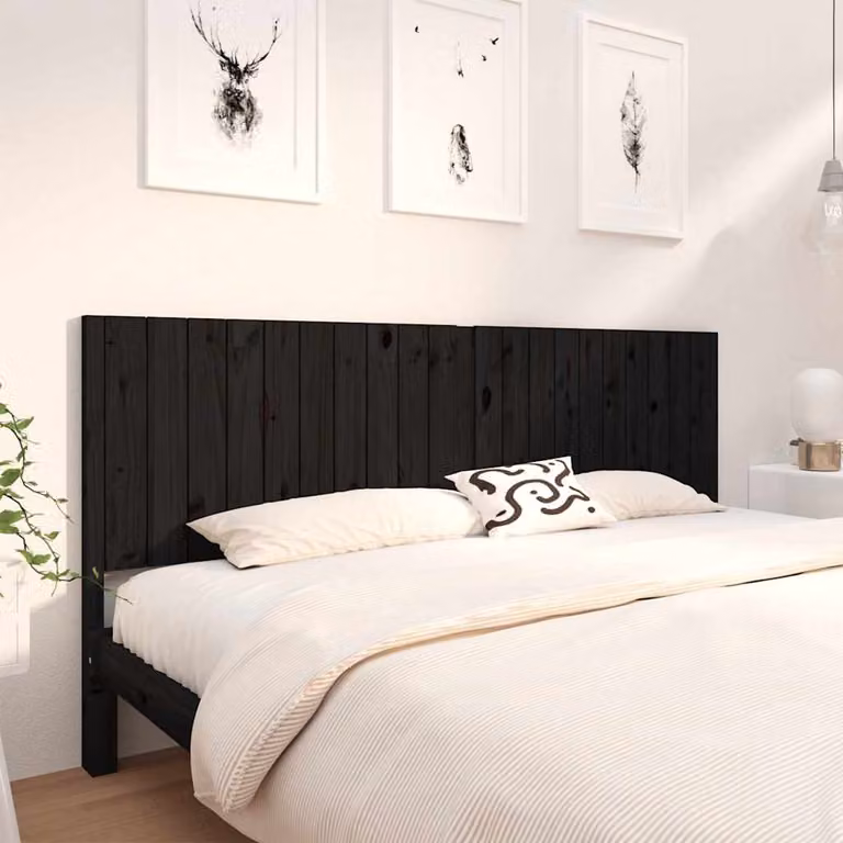 Testiera per letto vidaXL in legno massello di pino nero, L 205,5 cm x P 4 cm x H 100 cm