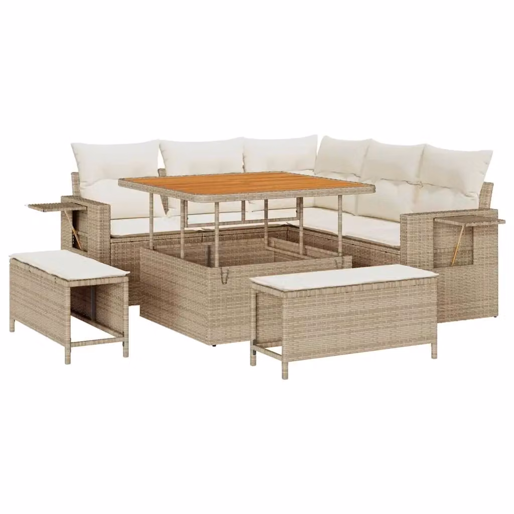 Set Divano da Giardino Moderno vidaXL a 8 Posti con Cuscini Beige e Struttura in Acciaio Verniciato a Polvere – 2