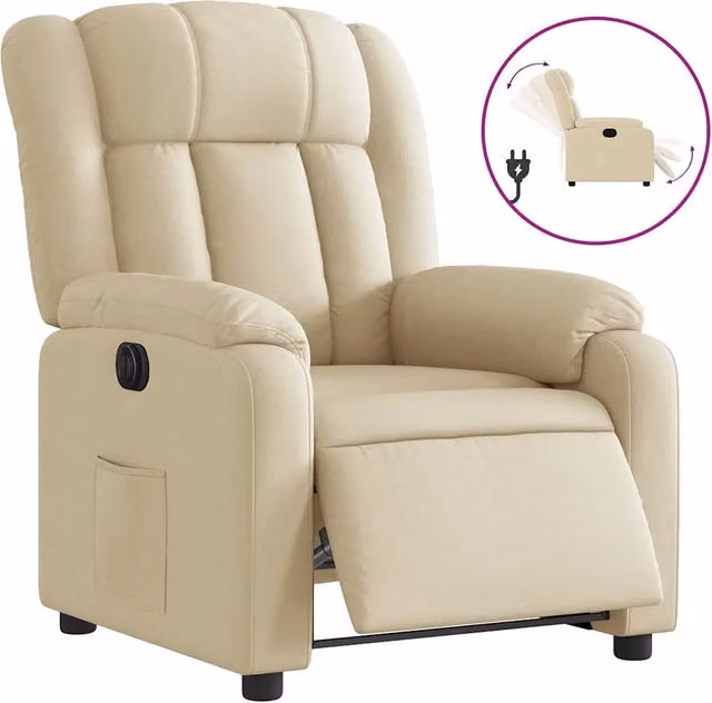 Poltrona | Sedia Relax Elettrica Reclinabile Crema in Tessuto