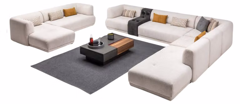 Eckgarnitur Wohnlandschaft Große Sofas L-Form Polstersofa Couch Stoff