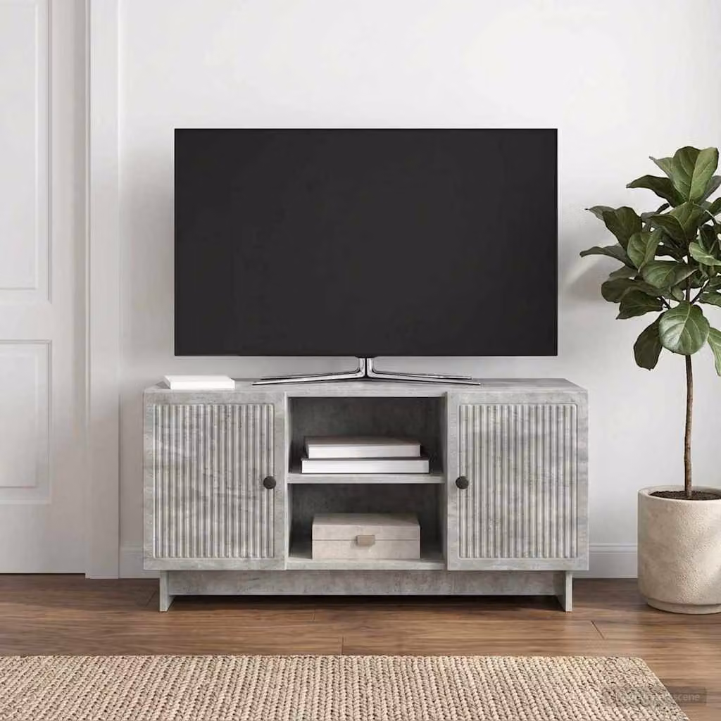 Mobile TV vidaXL in stile vintage con ripiani in legno e metallo, Grigio, L 102 x P 34,5 x H 50 cm