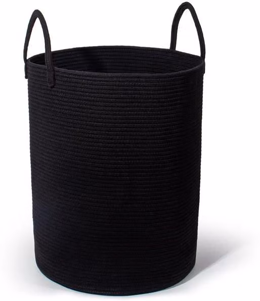 Grande cesto portabiancheria nero con maniglia, per riporre i giocattoli, 38x50 cm